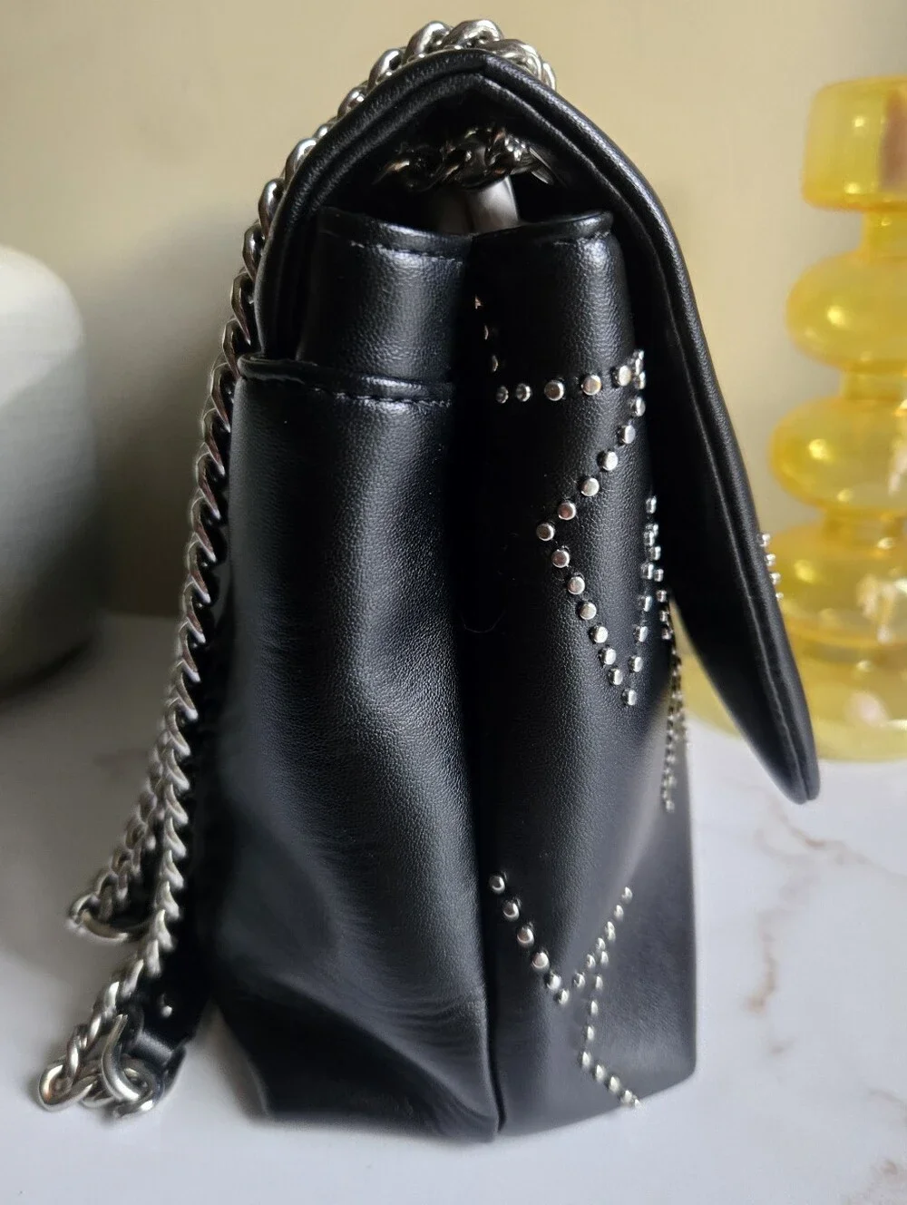 GUC Rebecca Minkoff Edie Star Studded Black Leather Shoulder Bag